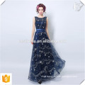 Latest Dress Design Vestidos de Festa Navy Blue Maxi Long Evening Dress Evening Gown with bling bing Stars